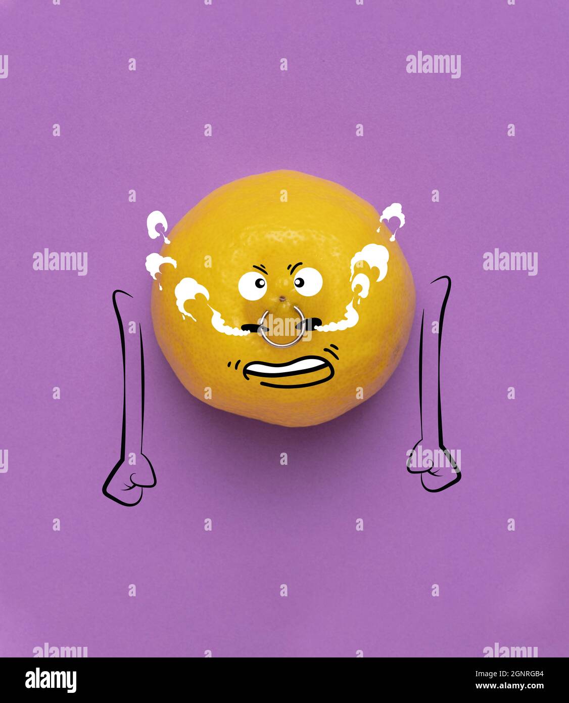 Contemporary collage. Cute angry lemon isolated over purple background. Drawn citrus in a cartoon style. Funny meme emotions Stock Photo - Alamy Contemporary collage. Cute angry lemon isolated over purple background. Drawn citrus in a cartoon style. Funny meme emotions Stock Photo - Alamy