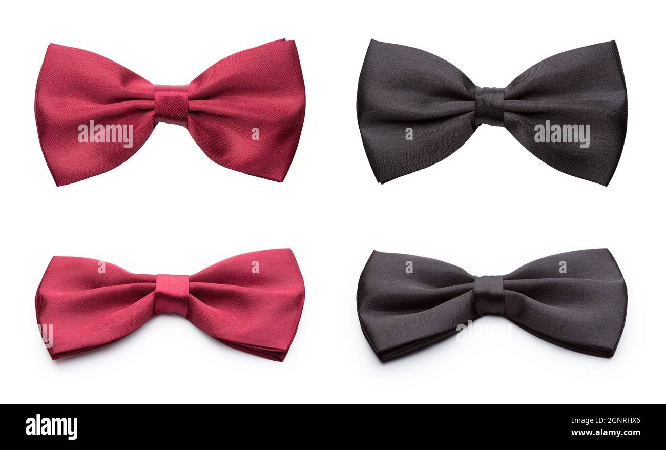 Red and black bow ties set isolated on white background Stock Photo
