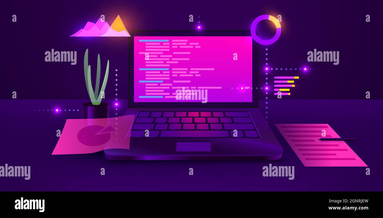 Software development, web coding on laptop. Programming concept ...
