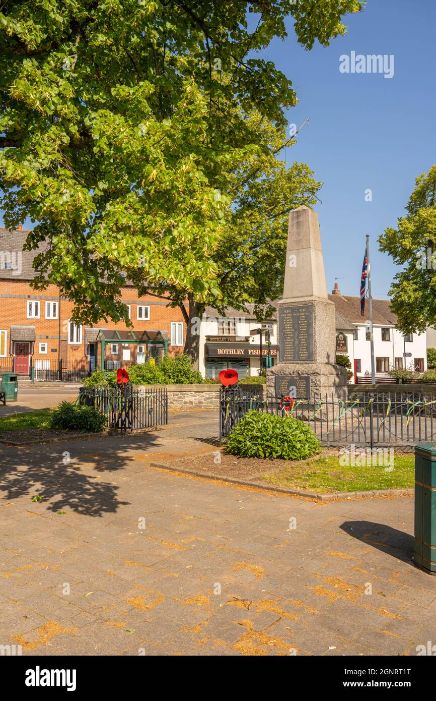 The war memorial and Madeleine McCann memorial in Rothley Leicestershire. Stock Photo