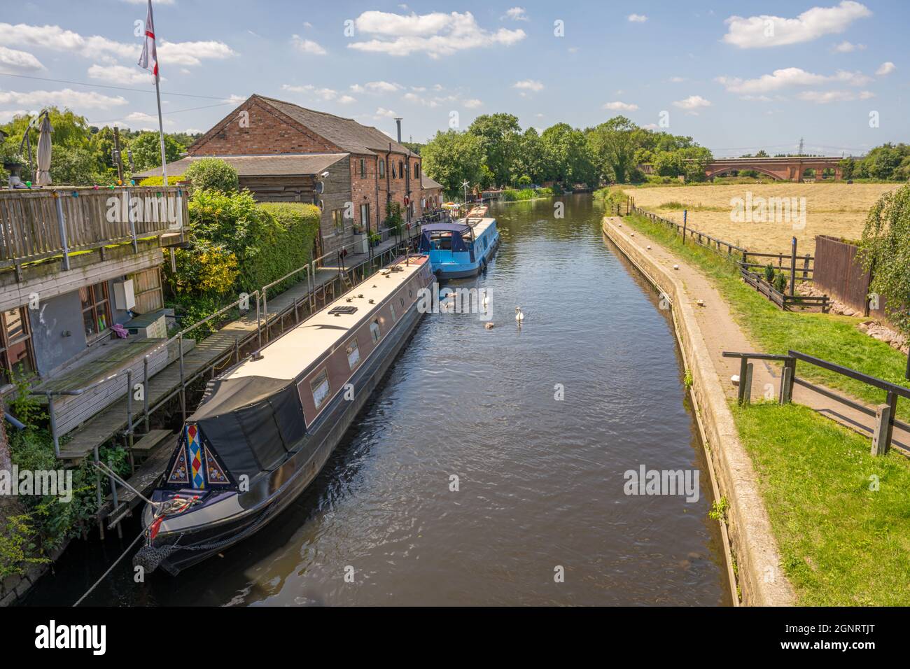 Narrow boats on the river Soar at Mountsorrel Leicestershire Stock Photo