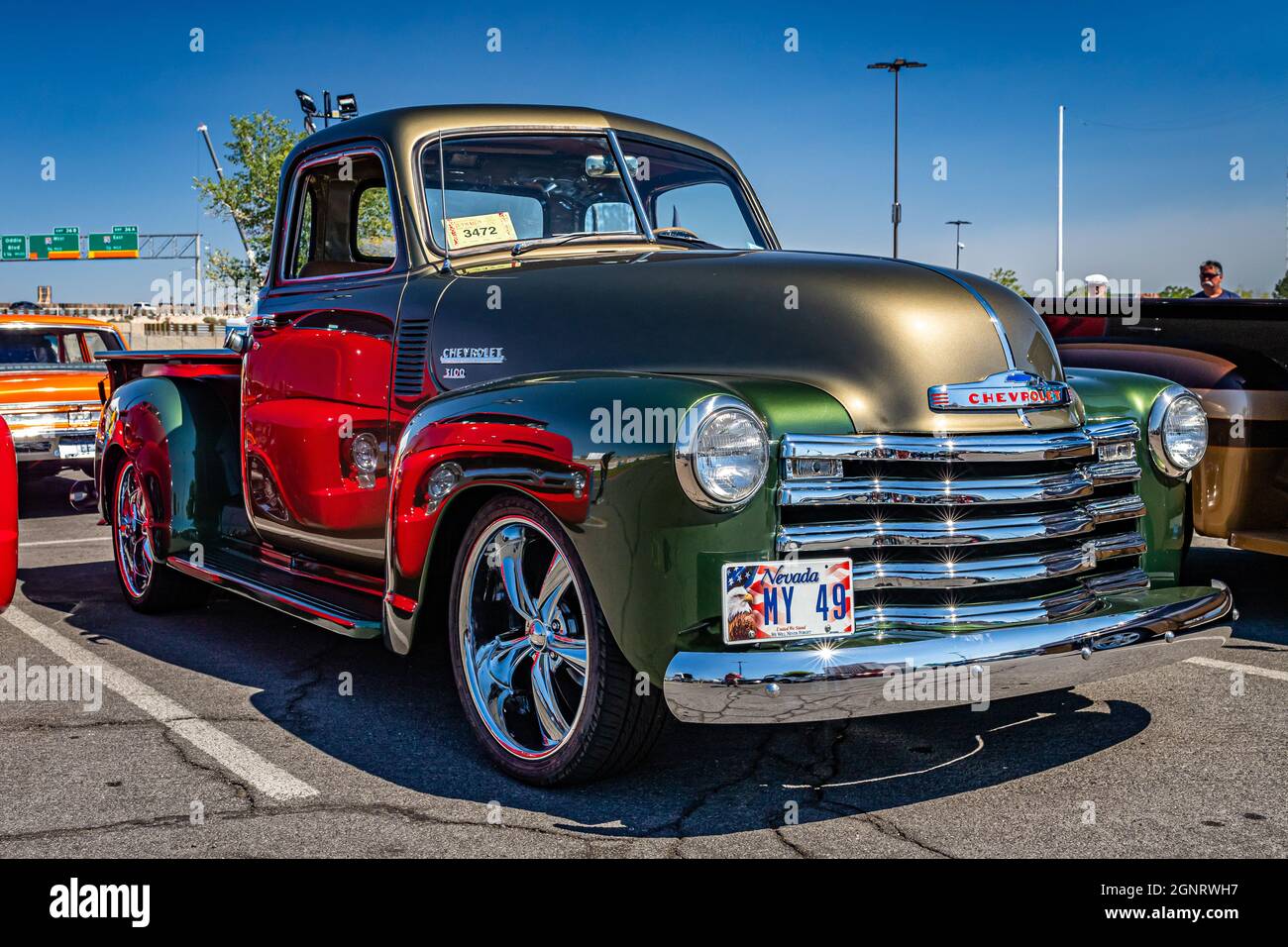Reno, NV - August 4, 2021: 1949 Chevrolet Advance Design 3100 pickup truck at a local car show. Stock Photo