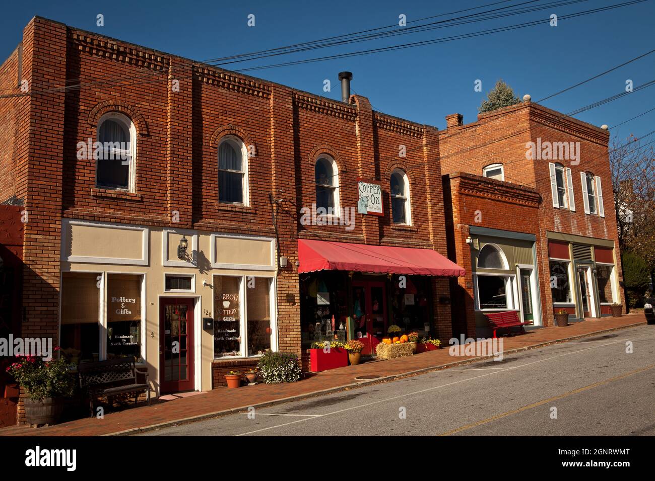 Shops along Cherry Street in Black Mountain, North Carolina Stock Photo