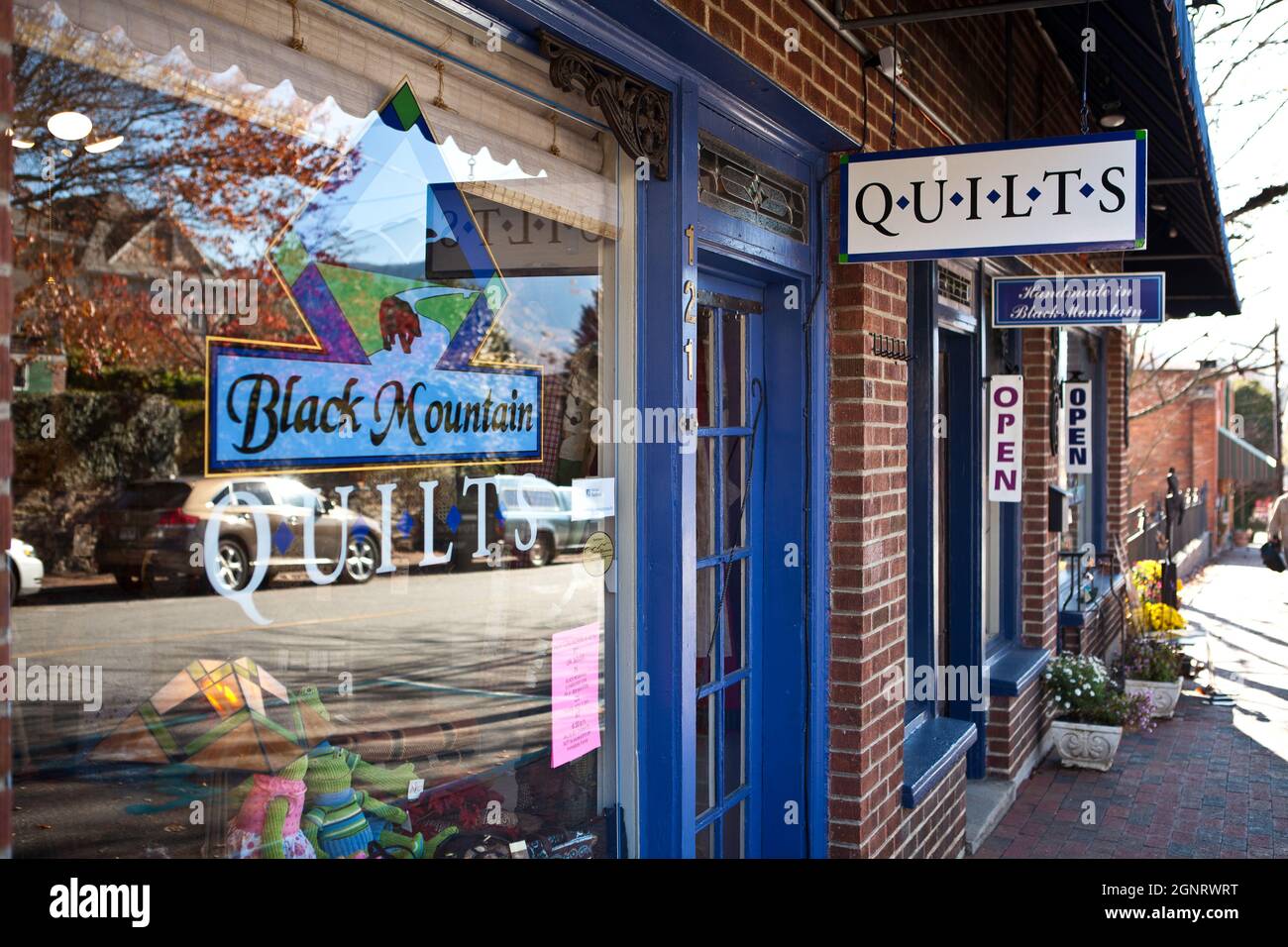 Shops along Cherry Street in Black Mountain, North Carolina Stock Photo