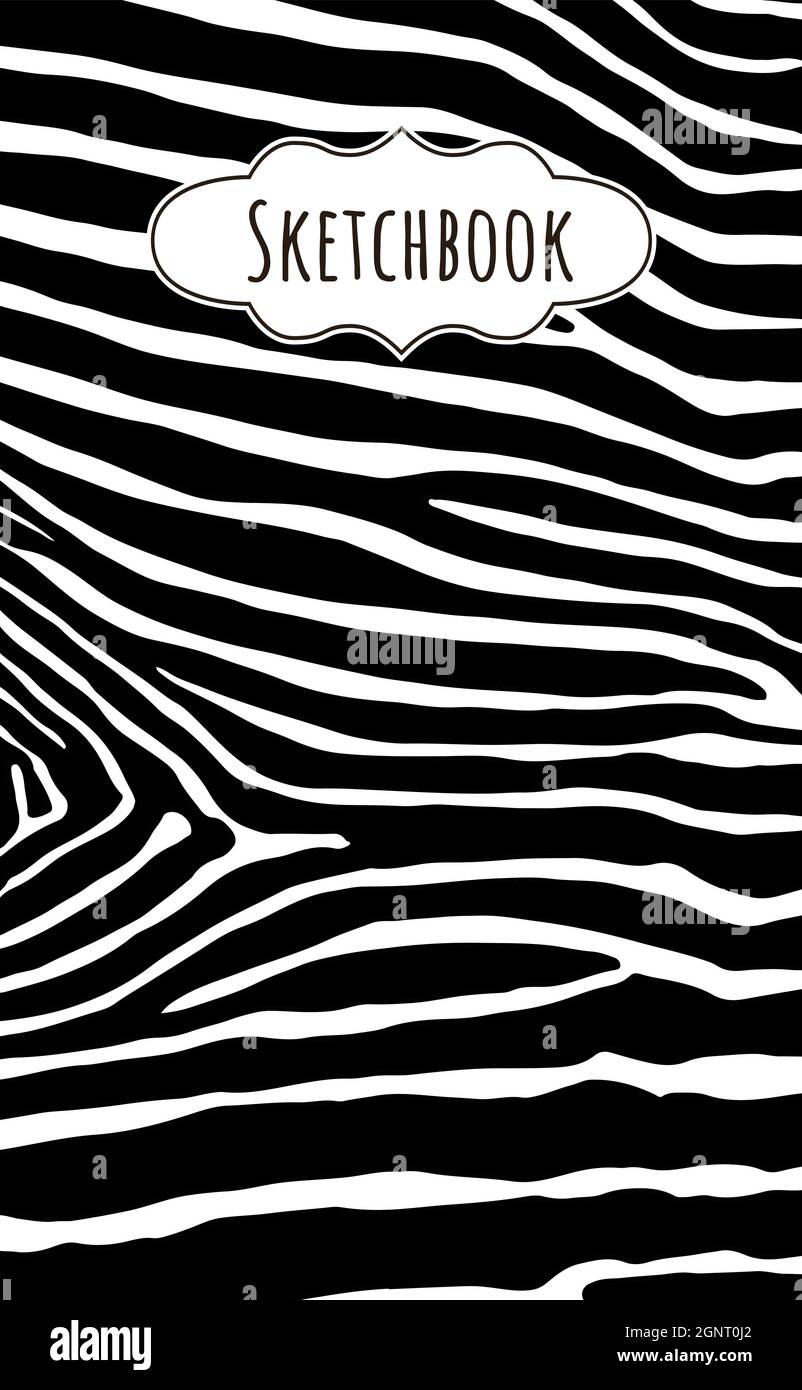 Zebra skin texture pattern, seamless vector background, hand drawn sketchbook illustration Stock Vector