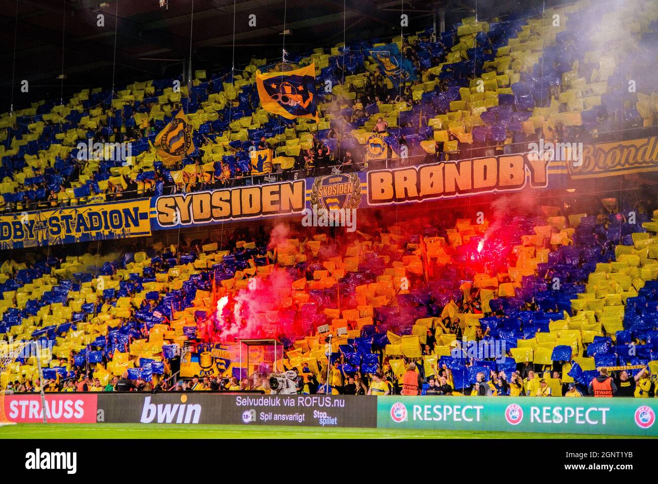 Broendby Denmark 16th September 2021 Football Fans Of Broendby If Seen On The Stands During The Uefa Europa League Match Between Broendby If And Sparta Prague At Broendby Stadion In Broendby Photo