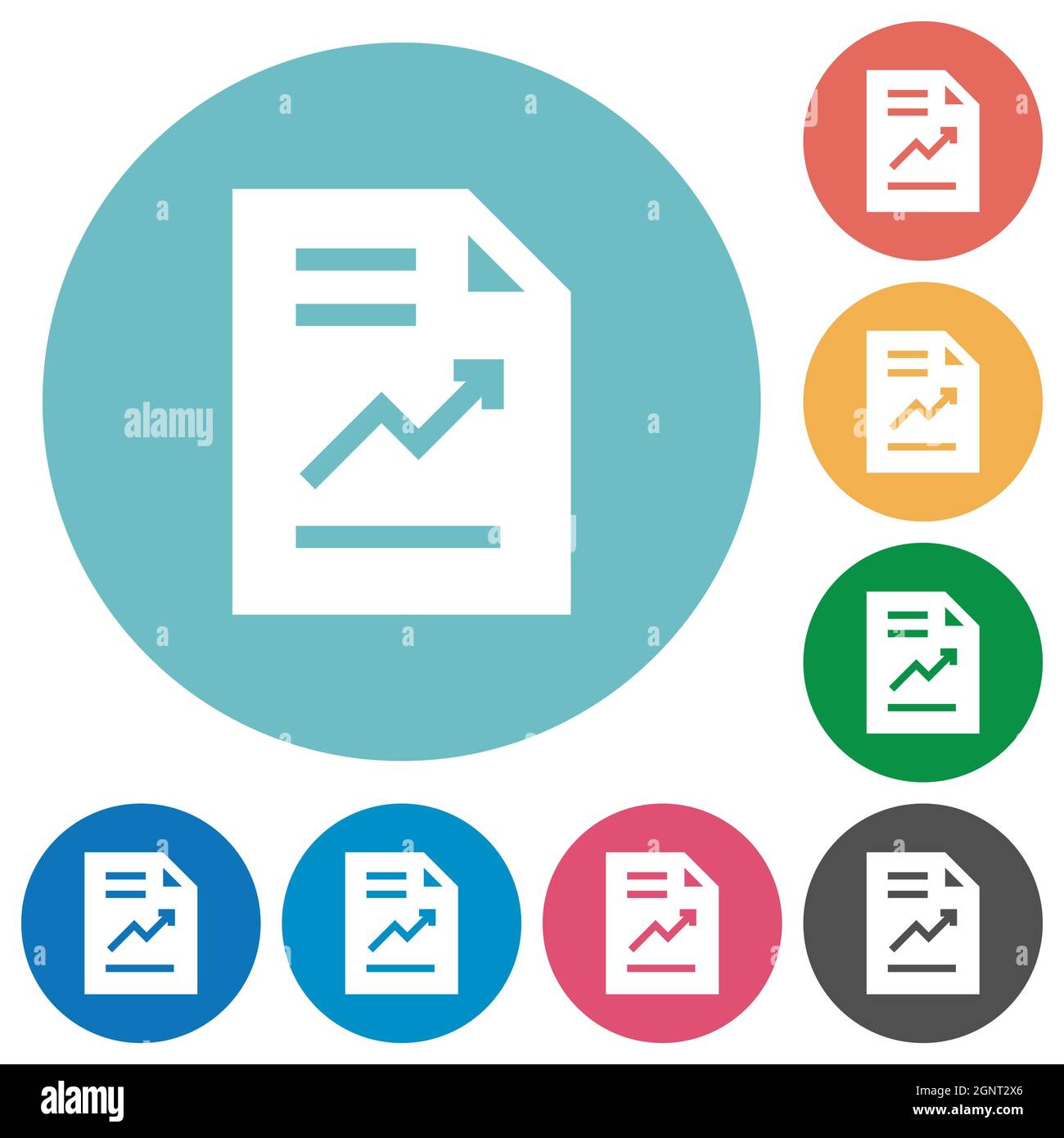 Report with graph solid flat white icons on round color backgrounds ...