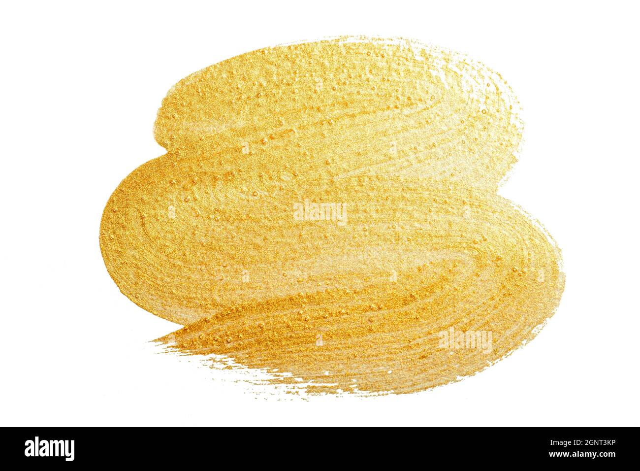 Brush of gold paint on a white background. Gold paint texture isolate. High quality photo Stock Photo