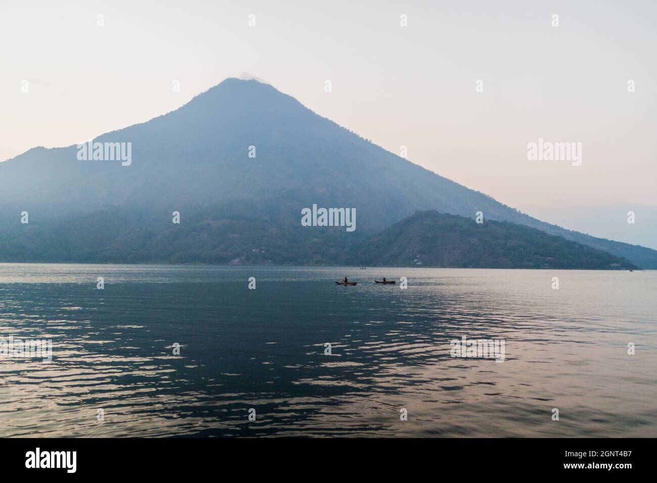 Volcano San Pedro and Atitlan lake, Guatemala Stock Photo