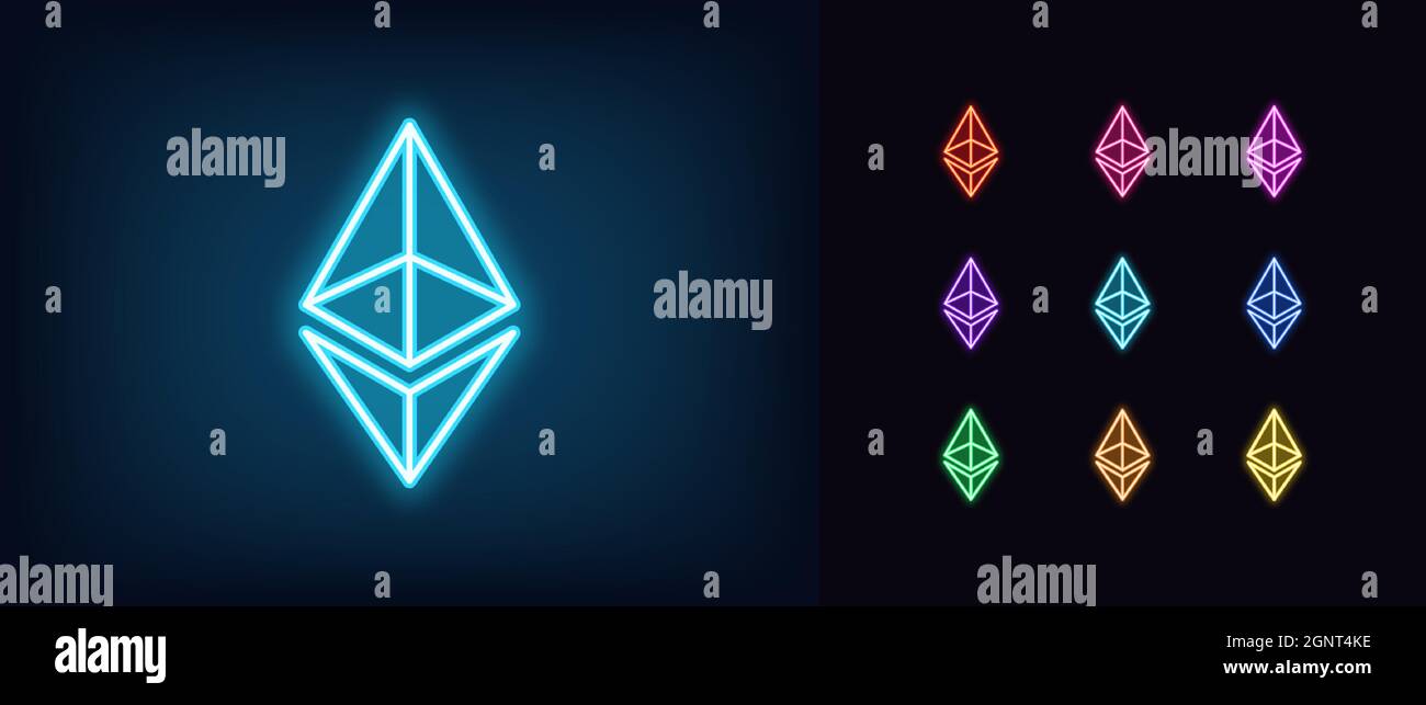 Outline neon Ethereum icon. Glowing neon ethereum sign, cryptocurrency logo  in vivid colors. Crypto mining, ether network, digital currency, ETH coin  Stock Vector Image & Art - Alamy