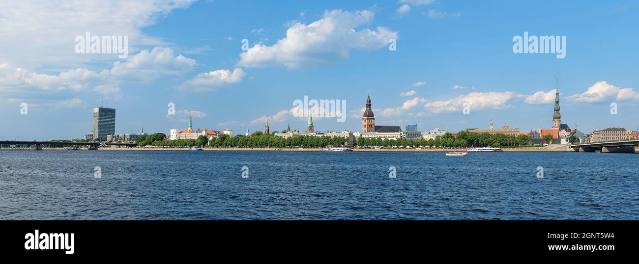 Panoroamic view of the Baltic Capital of Riga Latvia from the riverside ...