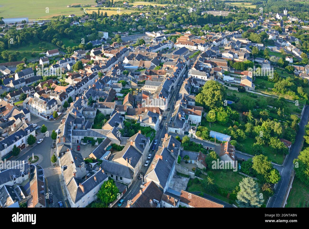France, Indre (36), Berry, Valençay, ville de Valençay (vue aérienne) // France, Indre (36), Berry, Valençay, city of Valençay (aerial view) Stock Photo