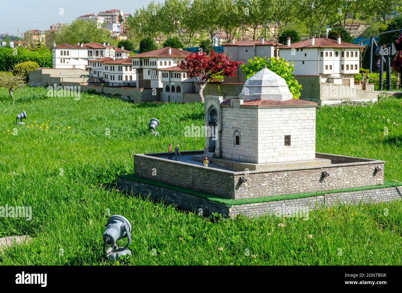 A replica of the Kirsehir Asık Pasha Tomb in Miniaturk Museum, Istanbul, Turkey. Stock Photo