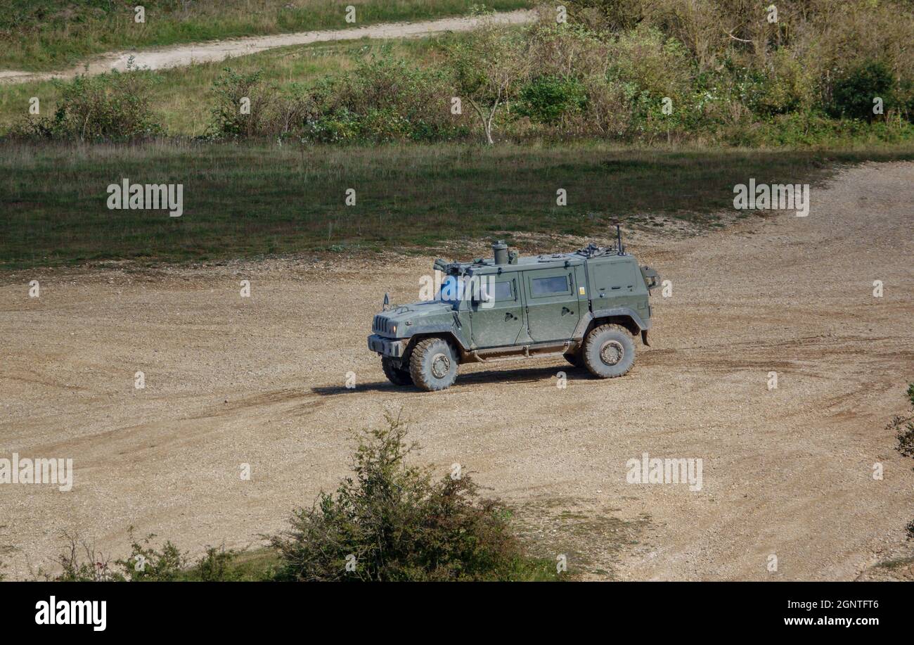 British army Panther Command and Liaison Vehicle 4x4 on a military exercise Wilts UK Stock Photo