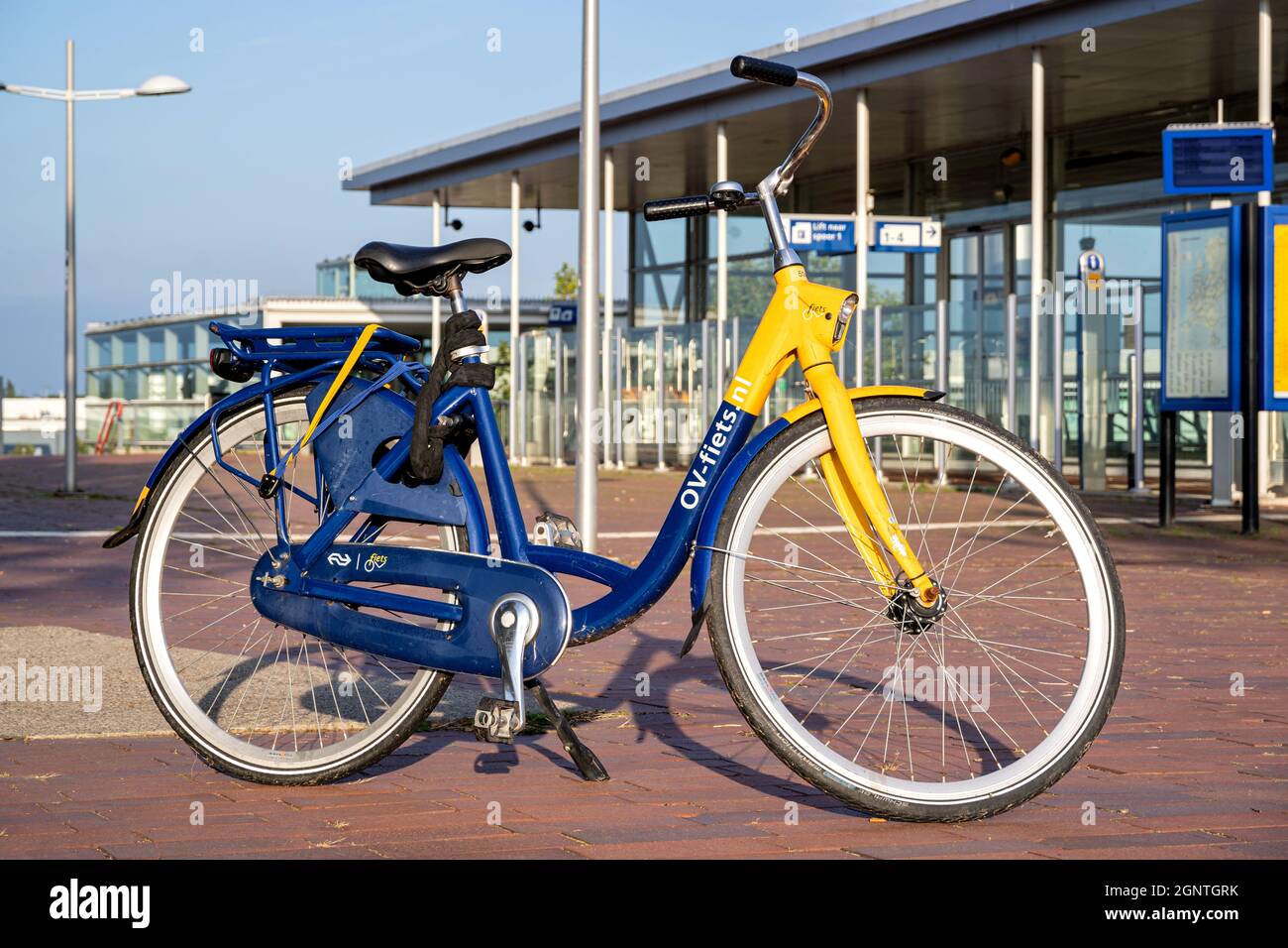 OV-fiets bike at Barendrecht station Stock Photo