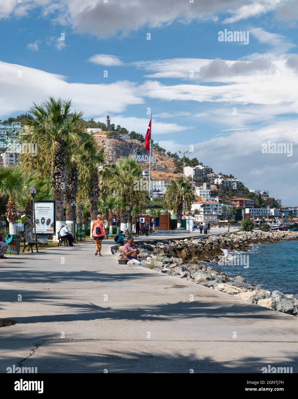 Kusadasi, Aydin, Turkey - August 22, 2021: Kusadasi city by aegean sea. Stock Photo