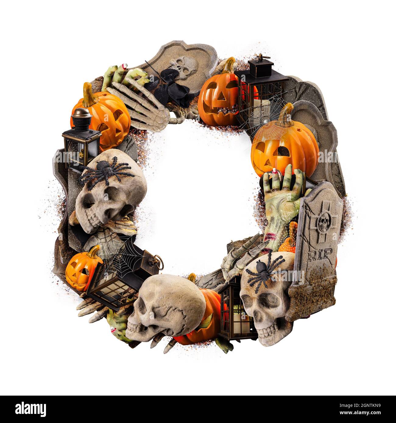 Letter O made of variety Halloween objects Stock Photo