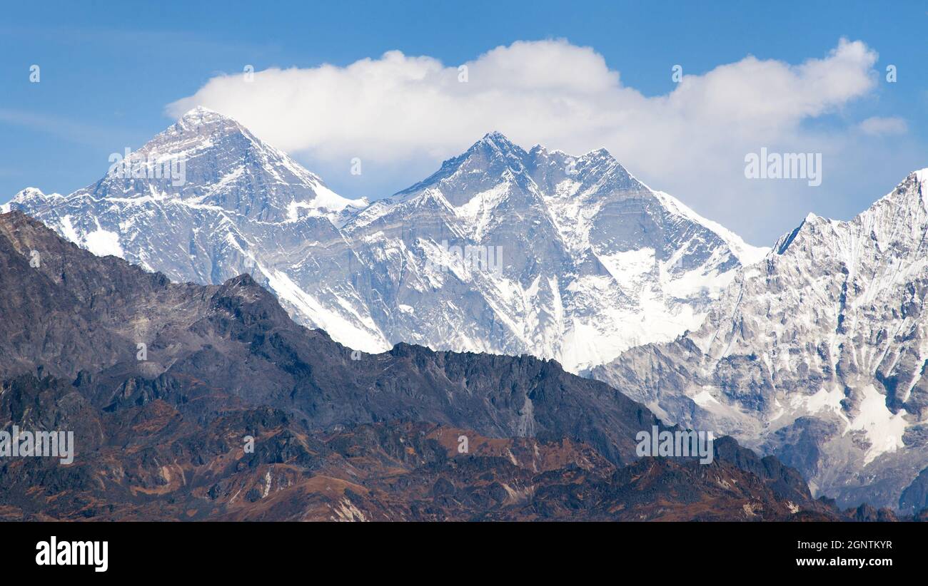 View of Mount Everest from Pikey peak - Nepal Stock Photo