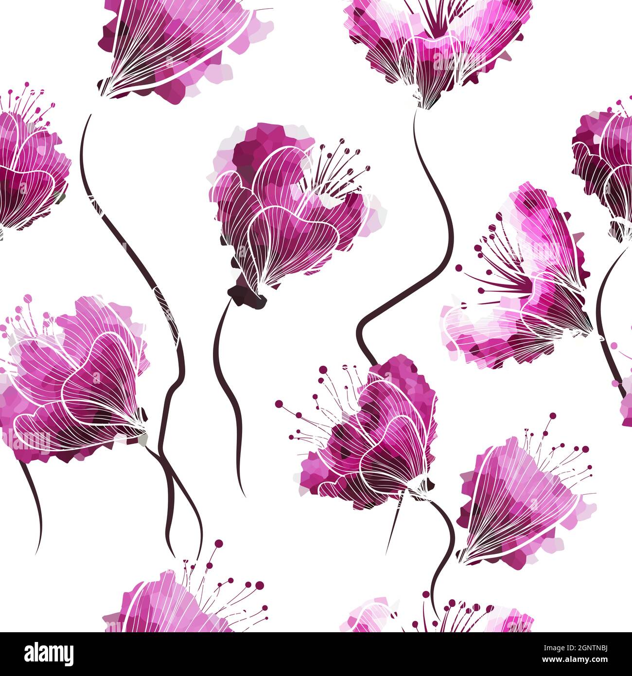 Seamless background Watercolor flowers. Vector illustration Stock ...