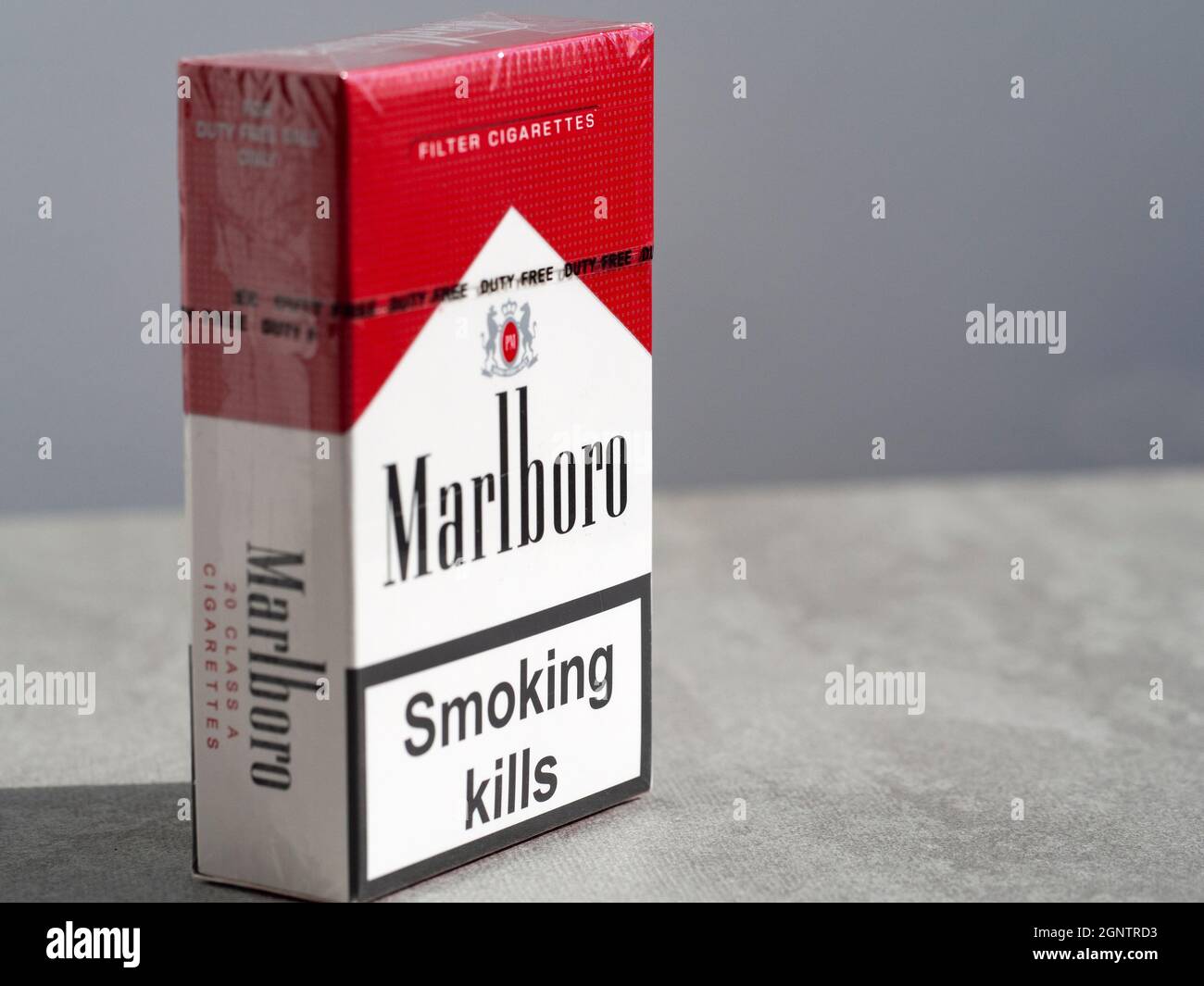 In this photo illustration, a pack of Marlboro Cigarettes, made by