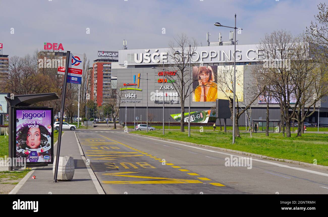 Belgrade, Serbia - April 4, 2018: Usce shopping center building at New Belgrade. Stock Photo