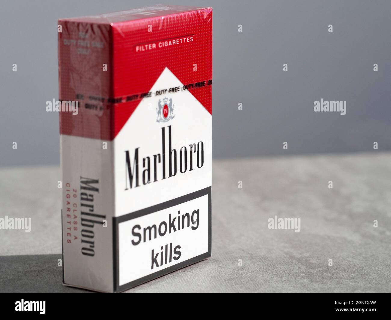 Ukraine. 27th Sep, 2021. In this photo illustration, a pack of Marlboro