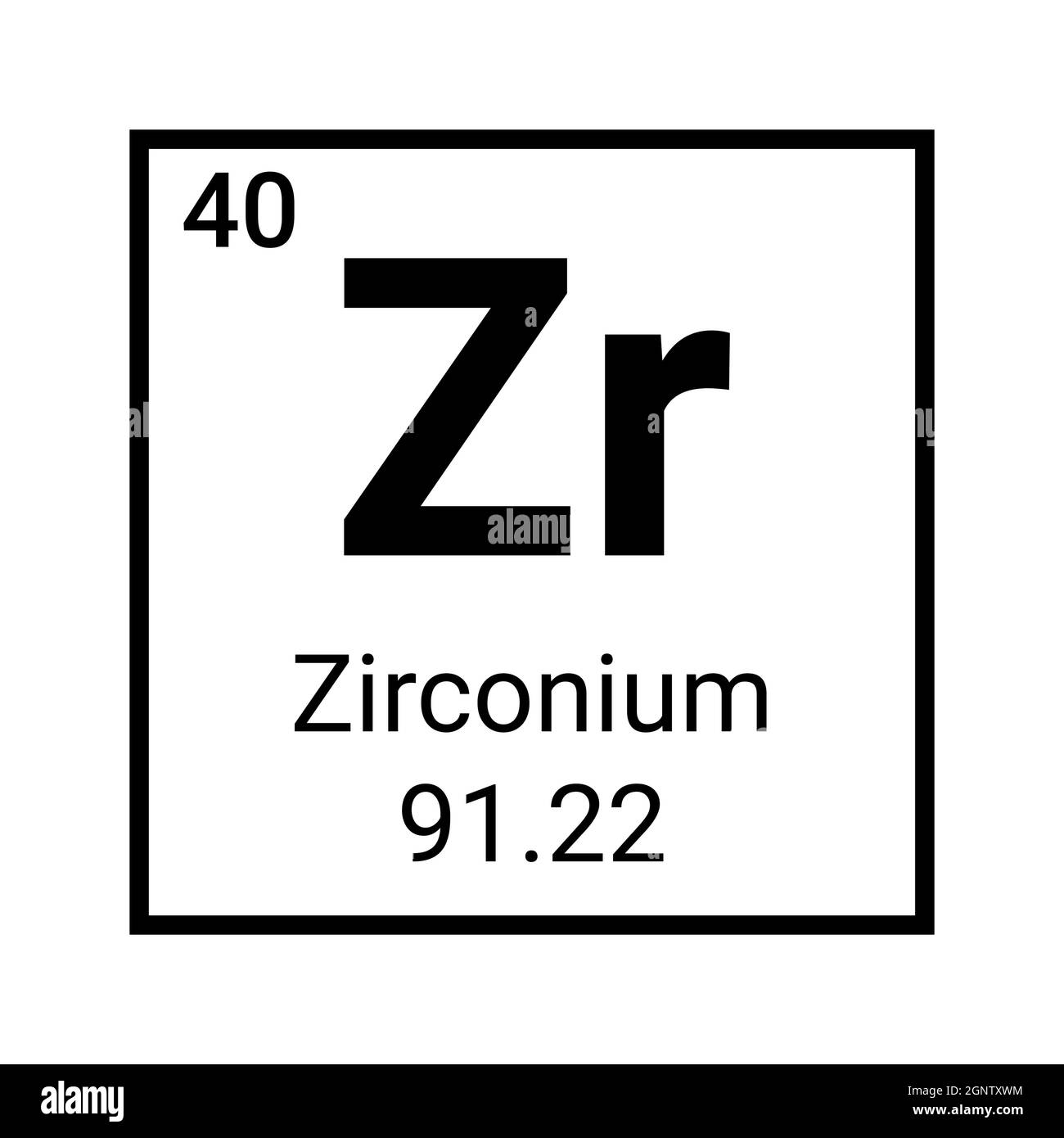 Zirconium chemistry element icon symbol. Chemical education zirconium