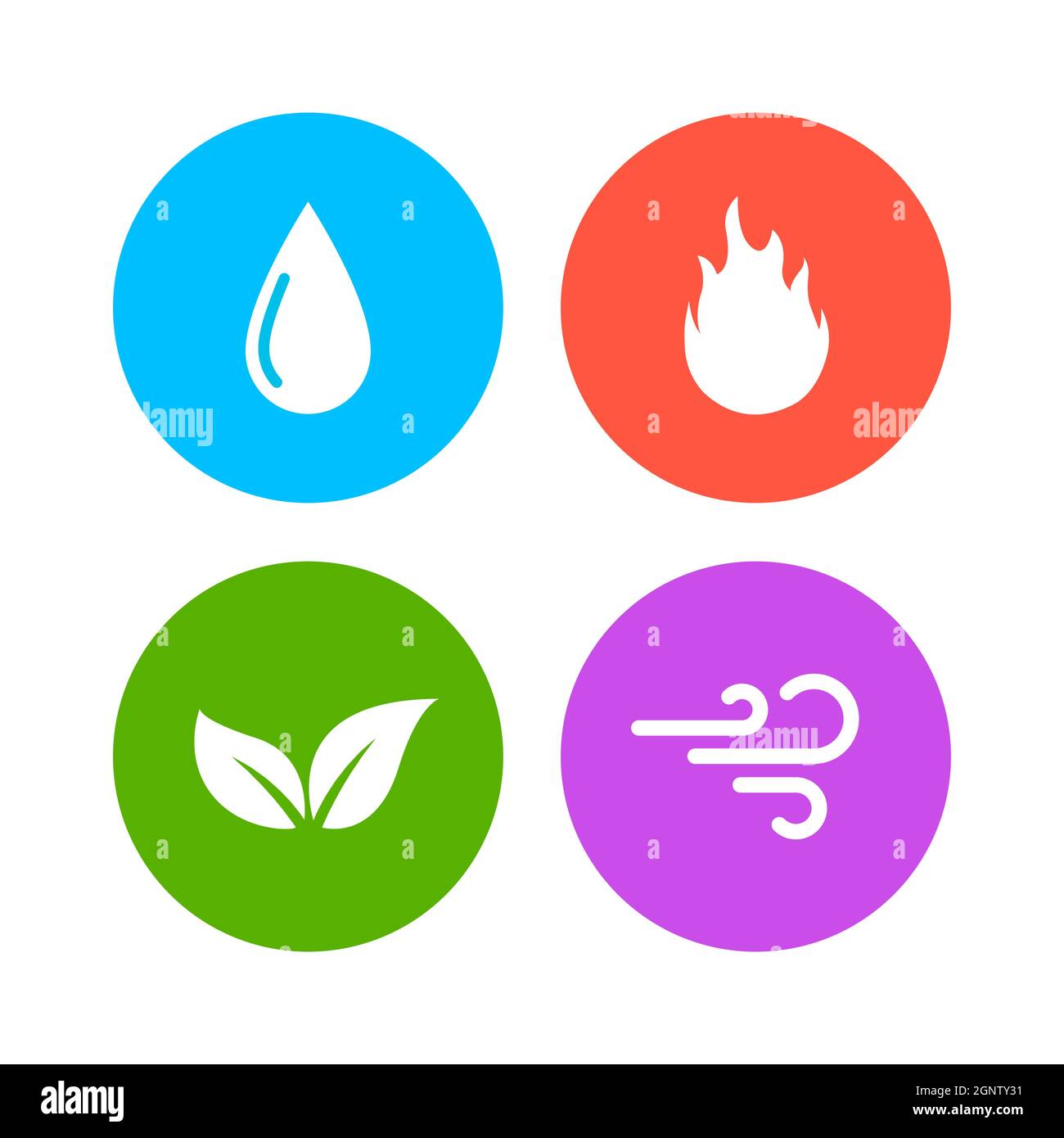 Natural elements - vector icons set. Vector symbols of four elements -  fire, water, air, ground. Stock Vector by ©malecula 83963648
