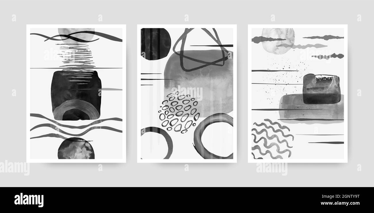 Watercolor abstract covers. Vector minimalist designs. Creative contemporary texture. Watercolor