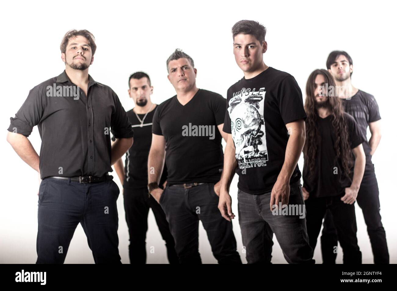 Band portrait with a white background on studio Stock Photo