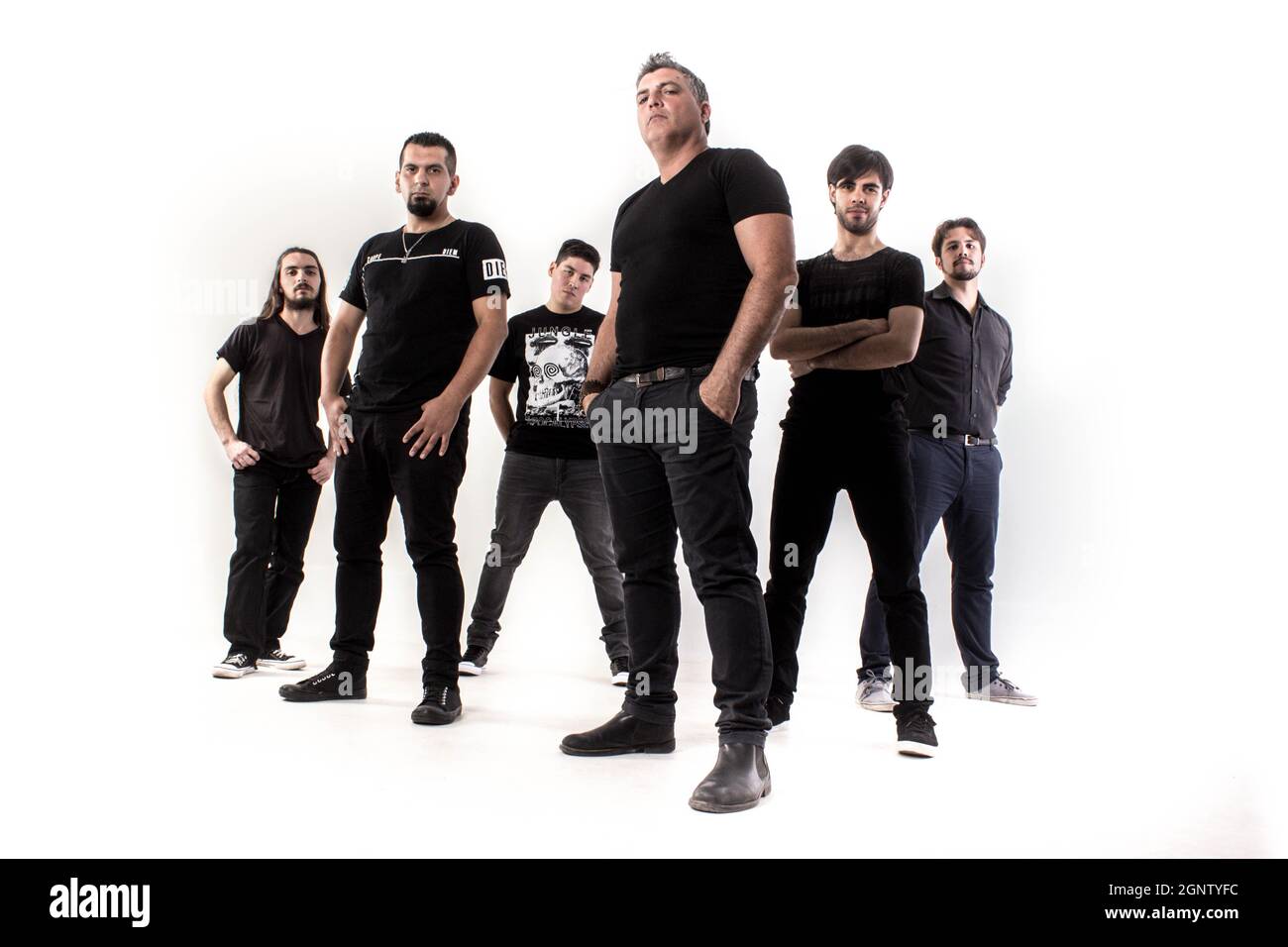Band portrait with a white background on studio Stock Photo