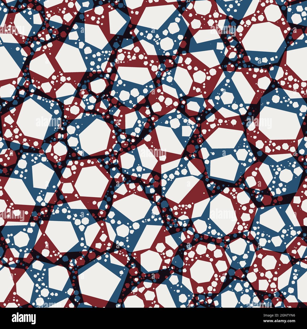 Seamless red and blue overlay circles and shapes pattern for surface ...