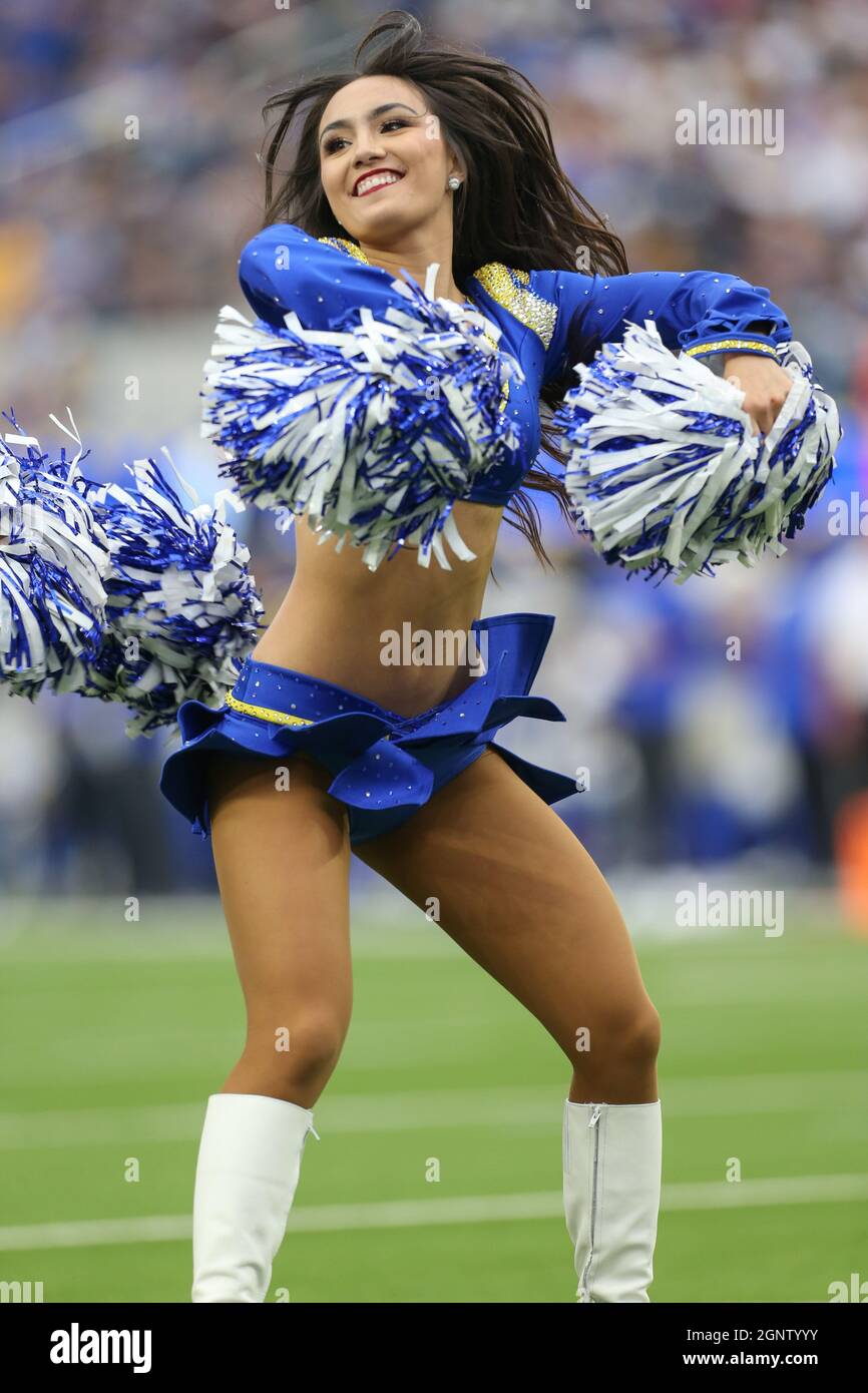 Sunday, September 26, 2021; Englewood, CA USA;  The Los Angeles Rams cheerleaders danced and entertained the fans during an NFL game against the Tampa Stock Photo