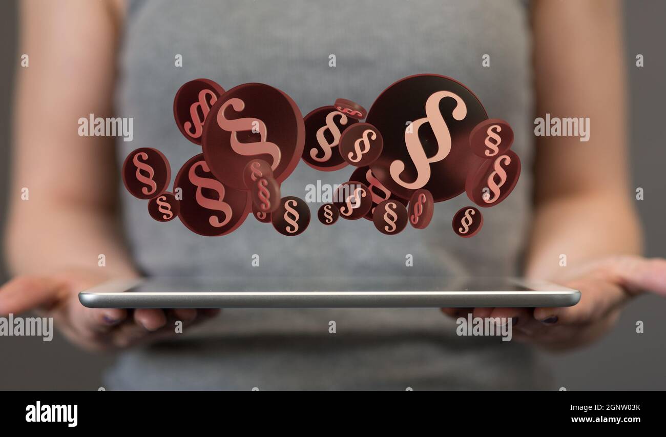 Justice Tablet 3d rendering of Law and justice concept digital on a tablet Stock Photo ...
