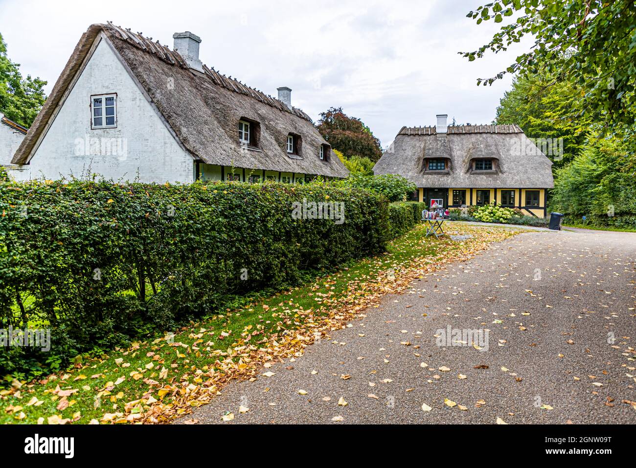 Thatch houses in Troense, Svendborg, Denmark Stock Photo