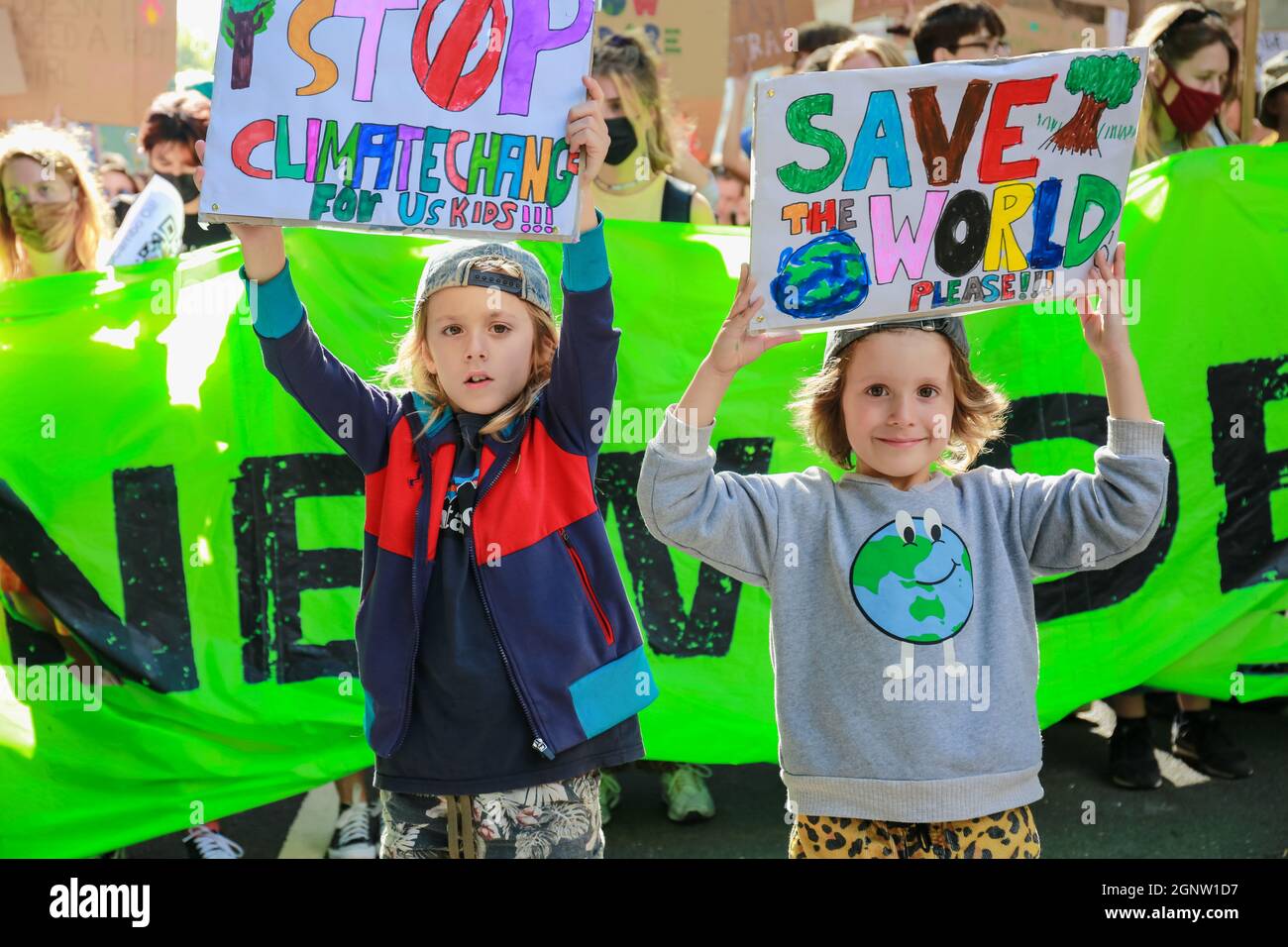 London, UK. 24 Sep 2021. Young people protest - Global Climate Strike in Parliament Square. Credit: Waldemar Sikora Stock Photo