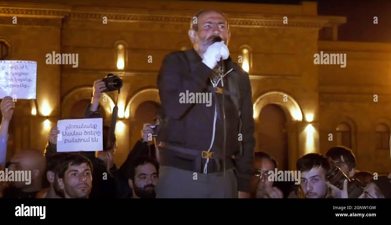 I AM NOT ALONE, Nikol Pashinyan addressing a crowd of protestors, 2019 ...
