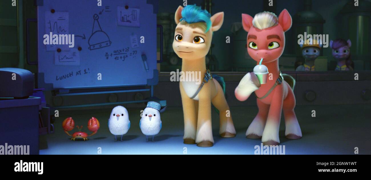 My Little Pony A New Generation, from left Hitch Trailblazer (voice James Marsden), Sprout