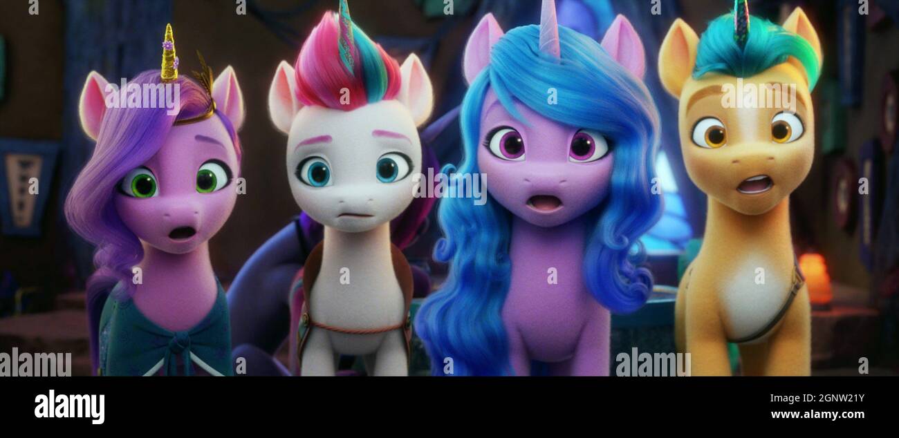 MY LITTLE PONY A NEW GENERATION, from left Pipp Petals (voice Sofia Carson), Zipp Storm