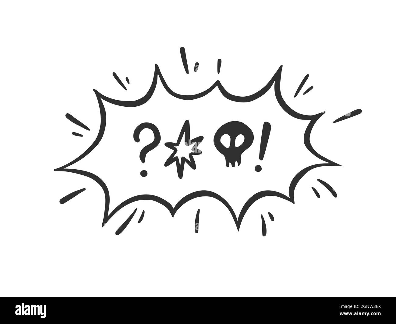 Swear word speech bubble. Curse, rude, swear word for angry, bad, negative expression. Hand drawn doodle sketch style. Vector illustration isolated on white background. Stock Vector
