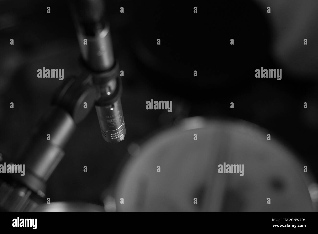 Small condenser mic overhead drum recording Stock Photo Alamy