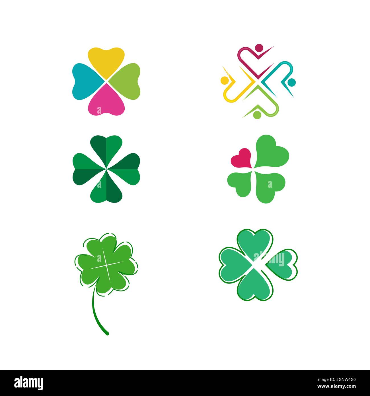 Green Clover Leaf icon Template Design Vector Stock Photo - Alamy