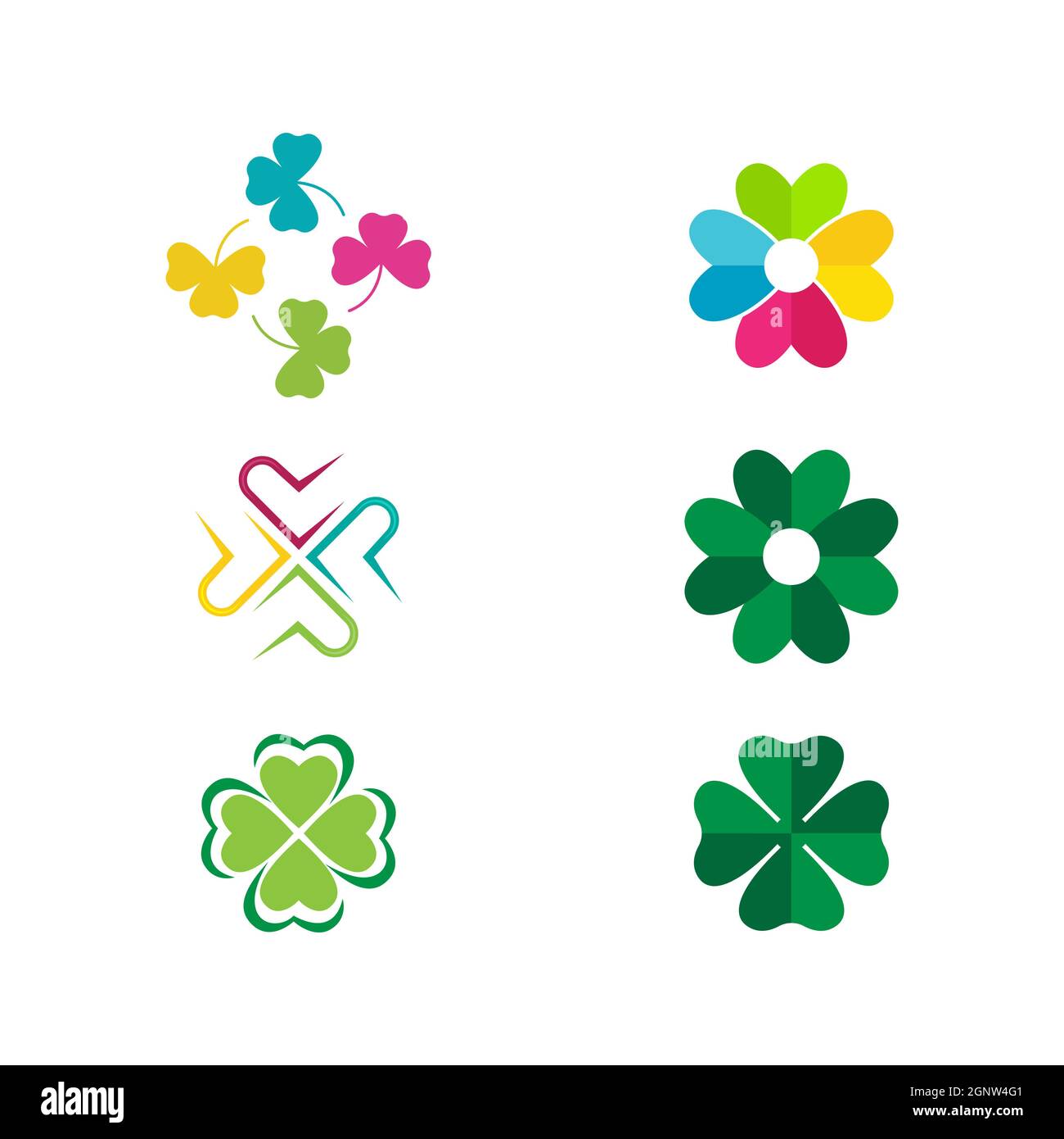 Green Clover Leaf icon Template Design Vector Stock Photo - Alamy