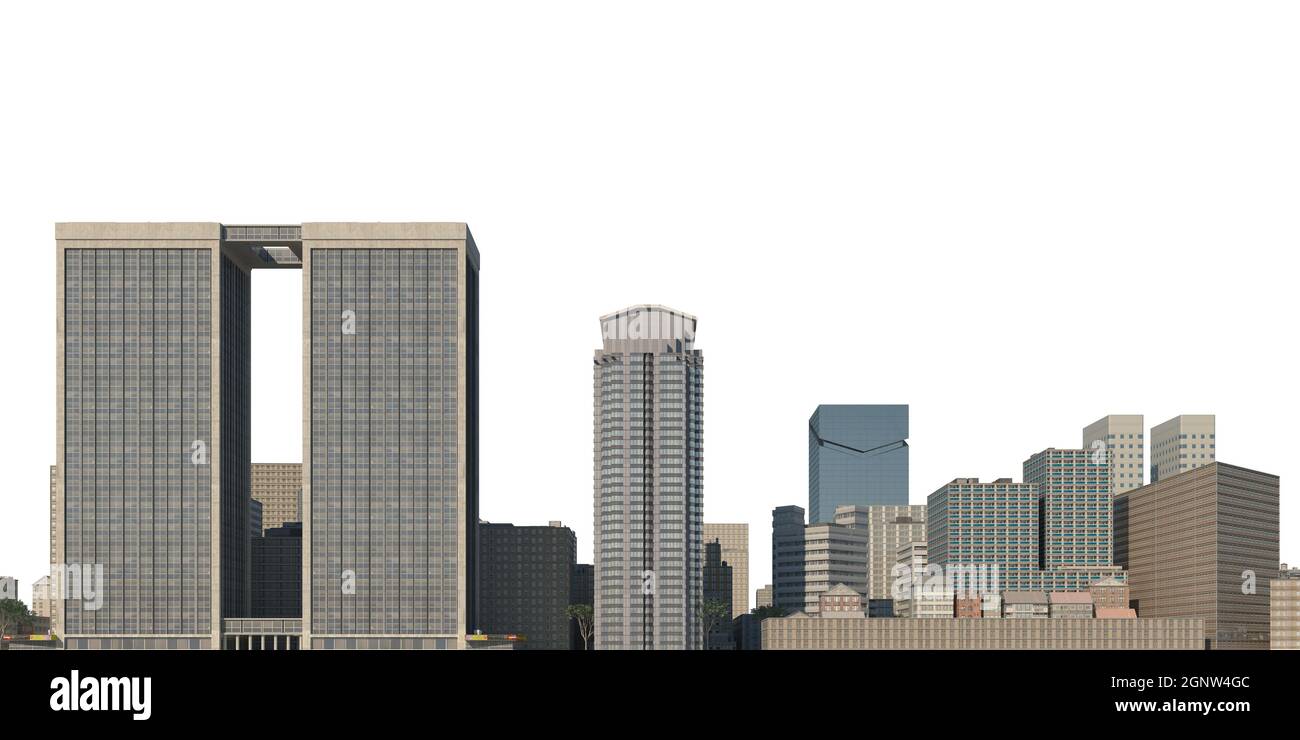 3D illustration cityscape isolated on white background Stock Photo - Alamy