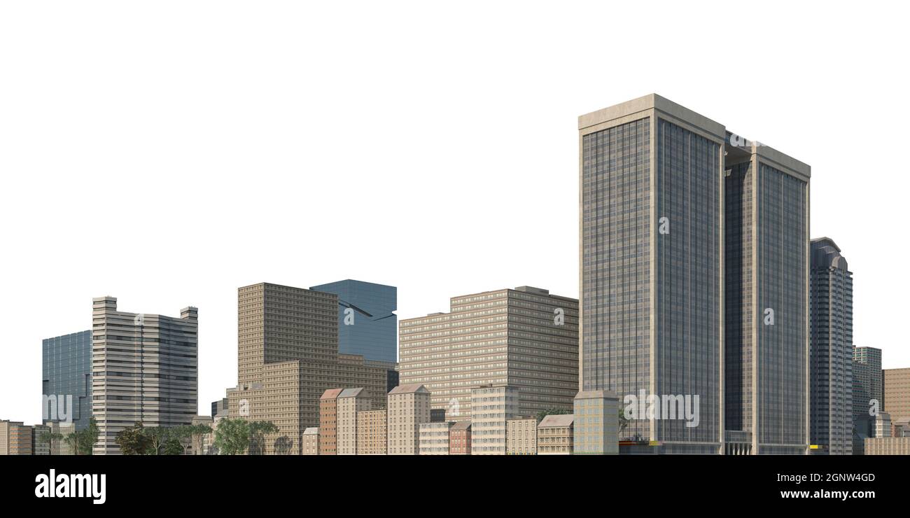 3D illustration cityscape isolated on white background Stock Photo - Alamy