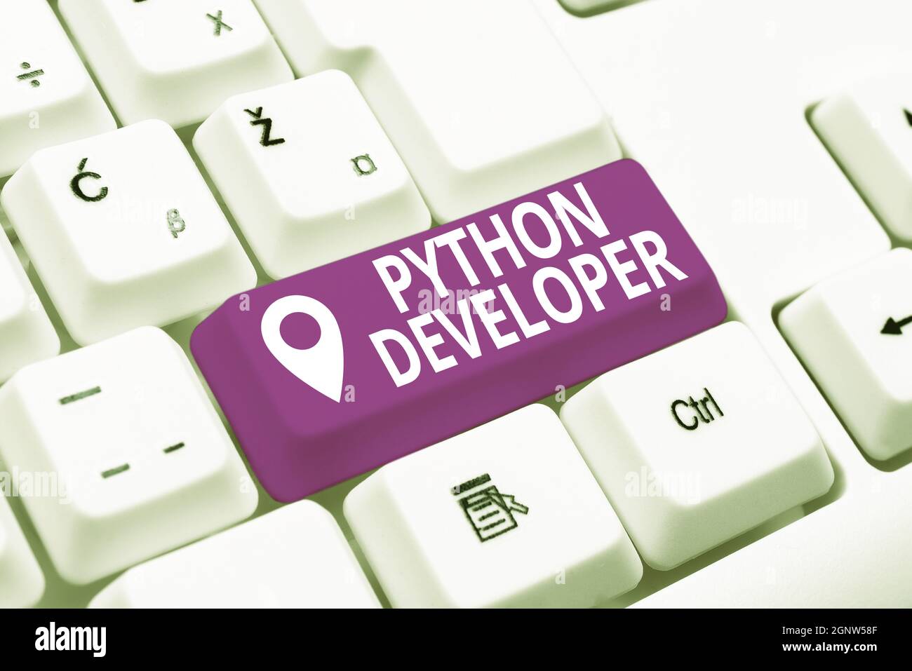 Text sign showing Python Developer. Internet Concept responsible for writing serverside web application logic Creating New Online Shop Business Stock Photo