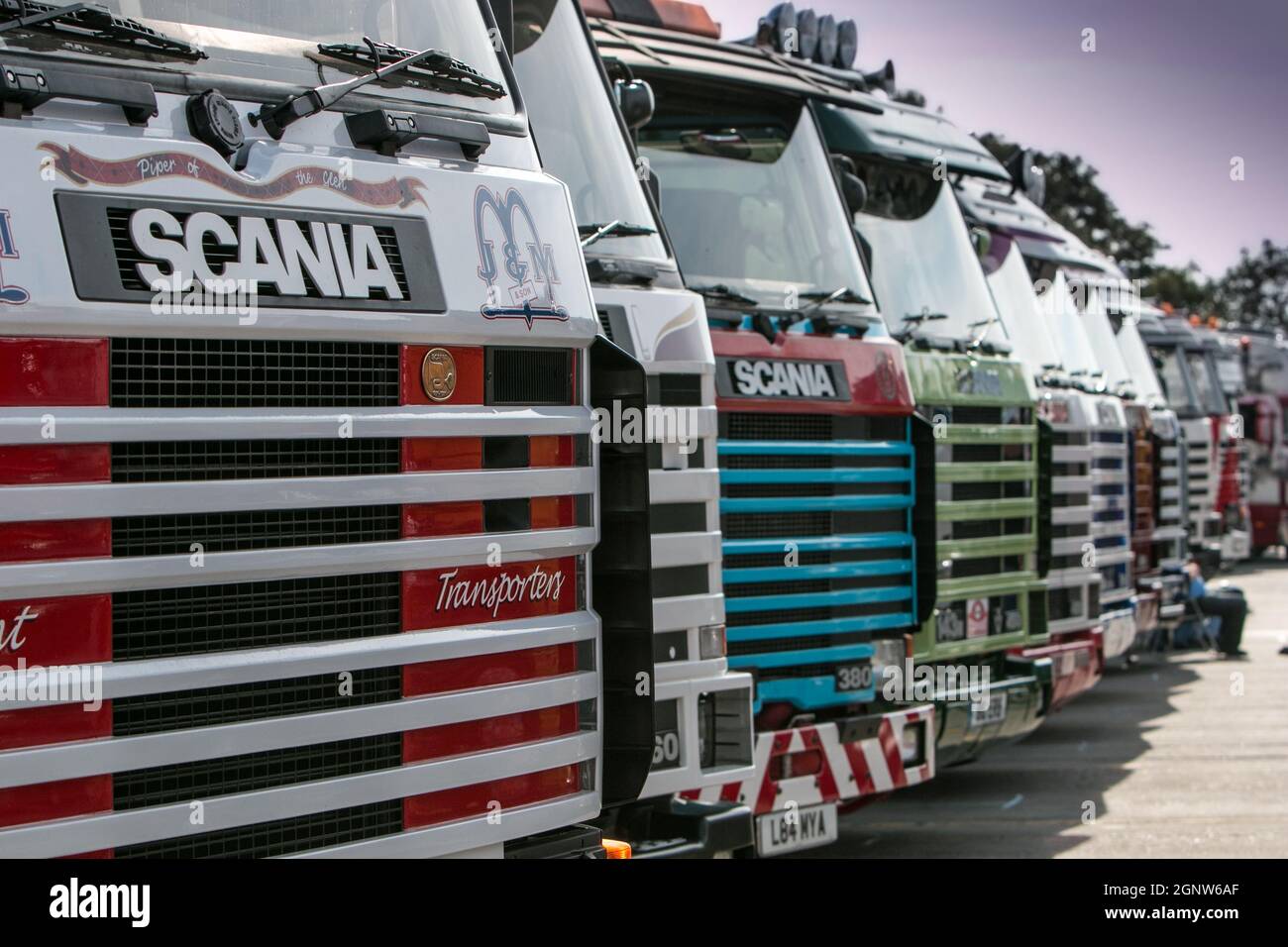 Griffin gathering, Ipswich 2014 Scania, vintage HGV trucks Stock Photo