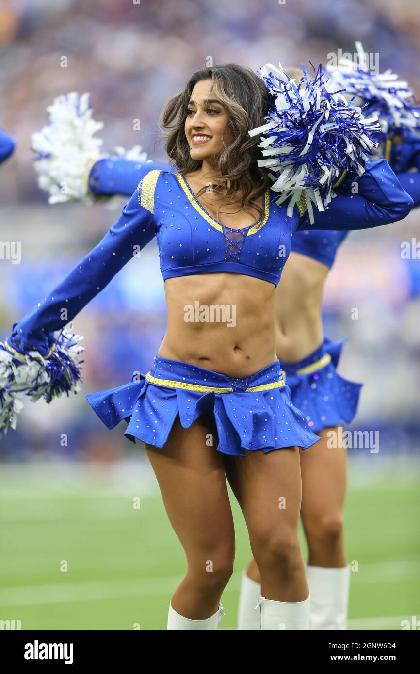 Sunday, September 26, 2021; Englewood, CA USA;  The Los Angeles Rams cheerleaders danced and entertained the fans during an NFL game against the Tampa Stock Photo
