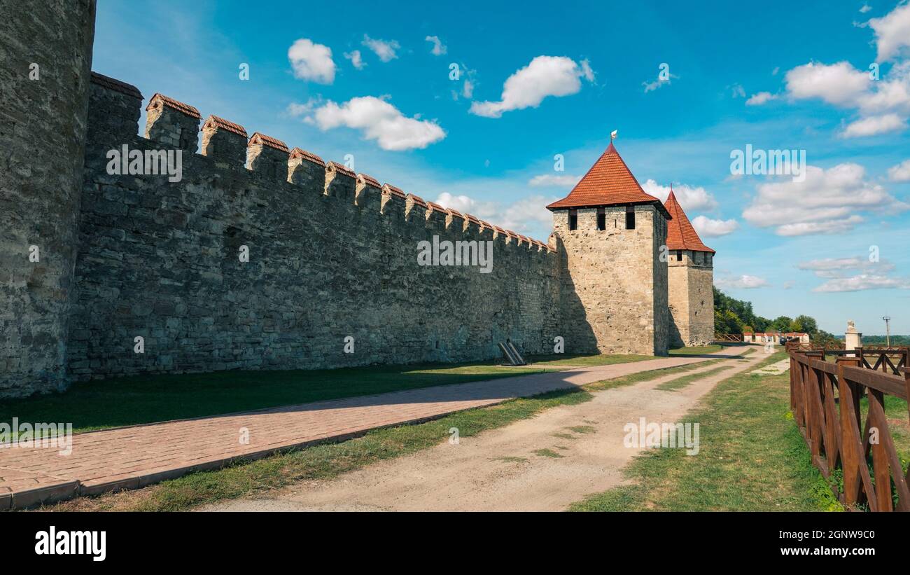 Old stone wall of Bendery Fortress in Bender, Moldova Stock Photo
