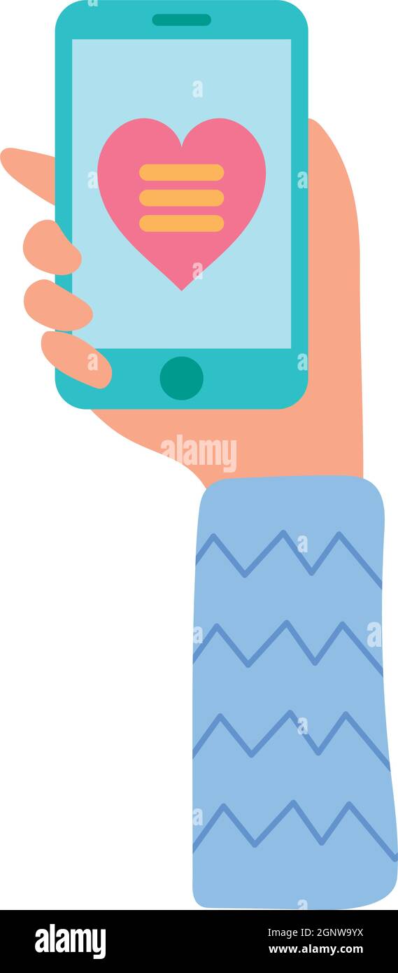 hand holding a cellphone with heart icon Stock Vector Image & Art - Alamy
